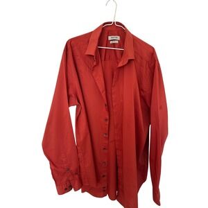 REACTION KENNETH COLE Slim Tall Red Button Down Long Sleeve Dress Shirt Men's